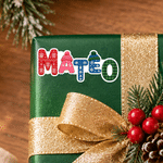 Personalised Christmas Theme Knitting Yarn Style Waterproof Stickers with Name Set of 2 Gift Decoration Christmas Gift for Friends Family