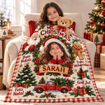 Manta suave personalizada con foto de un niño y Papá Noel, con el mensaje «Feliz Navidad» y su nombre; decoración para el hogar y regalo de Navidad para niños y amigos 5