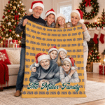 Manta suave personalizada con foto de dibujos animados navideños, texto y año; decoración para el hogar y regalo de Navidad para la familia o la pareja 6