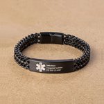 Gepersonaliseerde medische ID-alarmarmband voor heren met tekst - cadeau voor patiënten met epilepsie, diabetes of allergieën
