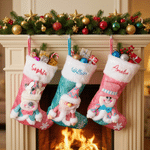 Personalized Cute Snowman Santa Claus Reindeer Embroidered Christmas Stocking with Name Home Decor Christmas Gift for Kids Family