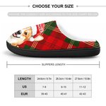 Personalised Christmas Lights Santa Hat Pet Photo Classic Plaid Anti-Slip Plush Slippers with Name Christmas Gift for Family Pet Lovers