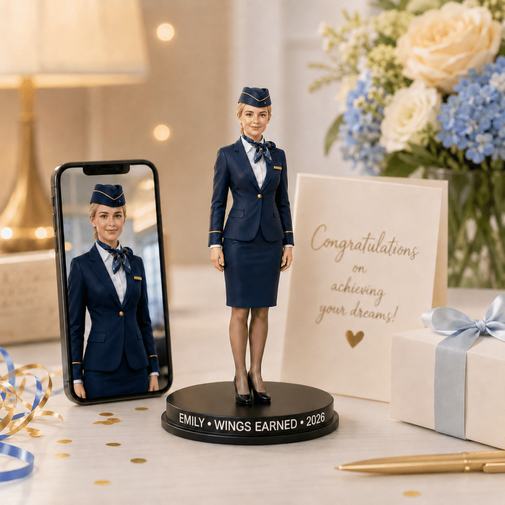 Personalized Flight Attendant Teacher Career Theme Creative Photo to 3D Figure with Name Retirement Appreciation Birthday Gift Family Friend 1