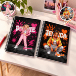 Personalised Vibrant Graffiti Crown Heart Cartoon Character Photo A5 Spiral Notebook with Name Birthday Gift for Teenagers Graffiti Lovers