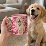 Personalised Watercolor Cartoon Character Photo 11 oz 15 oz Ceramic Mug with Name Birthday Christmas Holiday Gift for Pet Lovers Family Friends