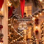 Personalized Our First Christmas Gingerbread House Photo Acrylic Glass Ornament with Name and Date Tree Decoration Christmas Gift for Family