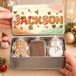 Personalized Christmas Gingerbread Candy Treat Metal Tin Box with Name Christmas Gift for Kid