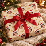 Personalized Christmas Gift Box Snowflake Santa Face Photo Wrapping Paper with Name Christmas Holiday Party Gift for Kids Boys Girls