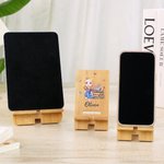 Personalized Cartoon Character Bamboo Wooden Phone Stand iPad Holder with Name Desk Decor Birthday Gift for Students Friends Reading Lovers