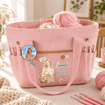 Borsa tote personalizzata in maglia, con motivo "Relax Repeat", disegno acquerellato, personaggio, foto, all'uncinetto e in velluto a coste, con nome; regalo di compleanno per l'uso quotidiano, per gl 1
