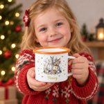 Personalised Cute Christmas Snowman 12 oz Enamel Mug with Name Daily Use Christmas Gift for Kid