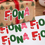 Personalised Christmas Theme Knitting Yarn Style Waterproof Stickers with Name Set of 2 Gift Decoration Christmas Gift for Friends Family