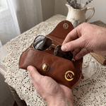 Personalised Engraved Initial PU Leather Glasses Case with Name Daily Use Storage Bag Travel Accessories Birthday Gift for Women Men Students