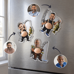 Personalized 3D-Effect Artwork Fishing Dad Squishy Belly Fridge Magnet Photo Stress Relief Acrylic Magnet Birthday Father's Day Gift for Man