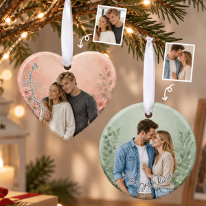 Personalised Oil Painting Style Photo Ceramic Ornament with Name Home Decor Anniversary Gift for Couple