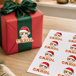 Personalized Christmas Cartoon Character Gingerbread Waterproof Sticker with Name Christmas Gift for Students Kids