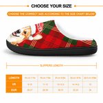 Personalised Christmas Lights Santa Hat Pet Photo Classic Plaid Anti-Slip Plush Slippers with Name Christmas Gift for Family Pet Lovers