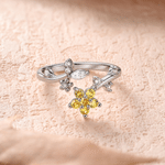 Personlig ring i sterlingsilver med blommotiv och födelsesten – elegant smycke, perfekt som present till familjen, flickvännen eller brudtärnan vid årsdag, födelsedag eller bröllop
