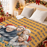 Manta suave personalizada con foto de dibujos animados navideños, texto y año; decoración para el hogar y regalo de Navidad para la familia o la pareja 9