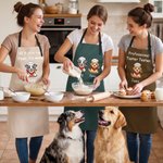 Delantal de cocina ajustable y personalizado con foto de un personaje de dibujos animados multicolor, con frase, nombre y bolsillo; ideal como regalo de cumpleaños para una barbacoa al aire libre para 3
