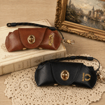 Personalised Engraved Initial PU Leather Glasses Case with Name Daily Use Storage Bag Travel Accessories Birthday Gift for Women Men Students
