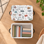 Cesta de almacenamiento personalizada «This Is My Reading Basket» con la flor del mes de nacimiento y un personaje de dibujos animados, con nombre y asa. Regalo de cumpleaños o Navidad para los amante 4