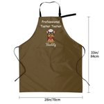 Delantal de cocina ajustable y personalizado con foto de un personaje de dibujos animados multicolor, con frase, nombre y bolsillo; ideal como regalo de cumpleaños para una barbacoa al aire libre para 10