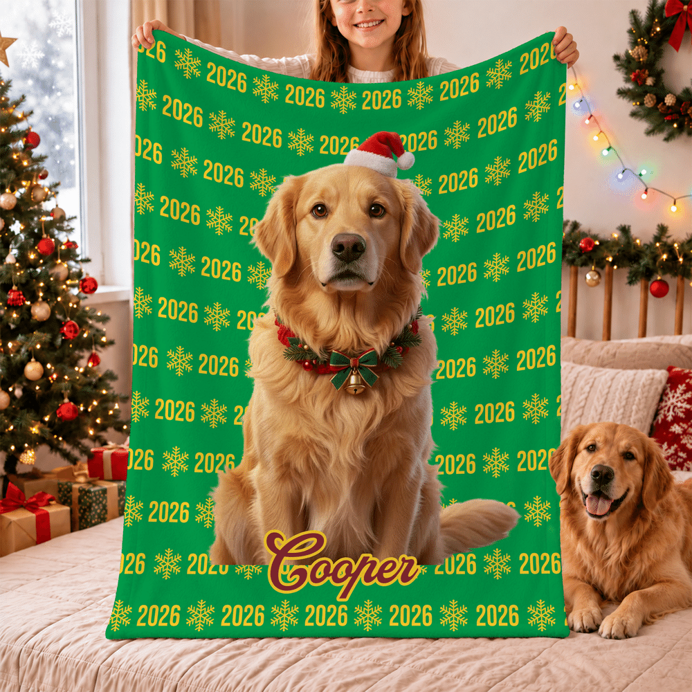 Manta suave personalizada con foto de dibujos animados navideños, texto y año; decoración para el hogar y regalo de Navidad para la familia o la pareja 8