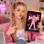 Personalised Vibrant Graffiti Crown Heart Cartoon Character Photo A5 Spiral Notebook with Name Birthday Gift for Teenagers Graffiti Lovers