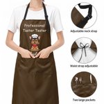 Delantal de cocina ajustable y personalizado con foto de un personaje de dibujos animados multicolor, con frase, nombre y bolsillo; ideal como regalo de cumpleaños para una barbacoa al aire libre para 8