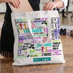 Personalised Colourful Print Tap Dance Word Cloud Large Capacity Canvas Tote Bag with Name Birthday Recital Gift for Tap Dancers Teachers 4