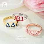Personalised Sorority Enamel Greek Letters Ring with Engraved Text Bid Day Graduation Birthday Gift for Friends Girls丨Callie × Affinity Licensing
