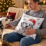 Personalised Christmas-Themed Watercolor Pet Photo Soft Cushion Cover with Name Home Sofa Decor Christmas Gift for Pet Owners