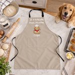 Delantal de cocina ajustable y personalizado con foto de un personaje de dibujos animados multicolor, con frase, nombre y bolsillo; ideal como regalo de cumpleaños para una barbacoa al aire libre para 1