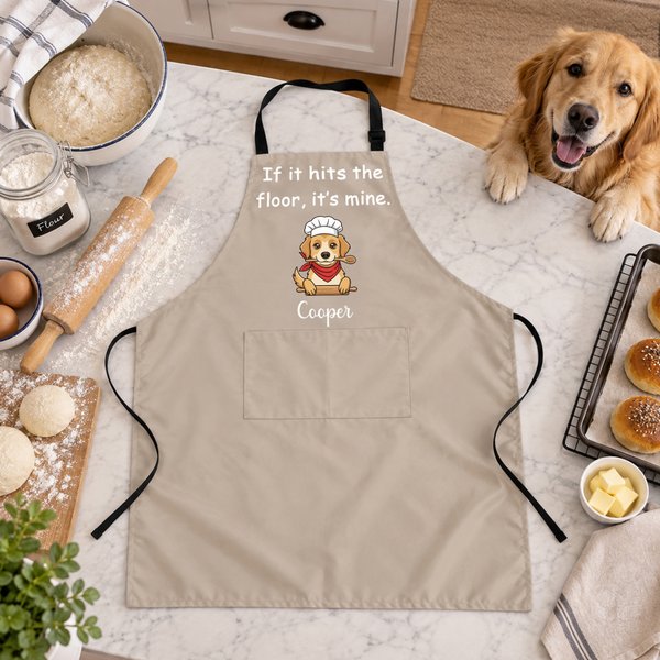 Personalised Multicolour Cartoon Pet Character Photo Adjustable Cooking Apron with Quote Name and Pocket Outdoor BBQ Birthday Gift for Pet Owner