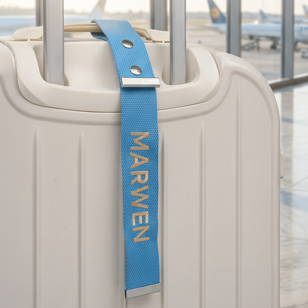 Personlig metallspenne med flerfarget brodert navn – bagasjelapp – reiseutstyr – forretningsgave – bursdagsgave til reiseentusiaster 2