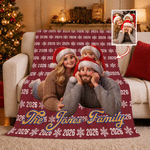 Manta suave personalizada con foto de dibujos animados navideños, texto y año; decoración para el hogar y regalo de Navidad para la familia o la pareja 4