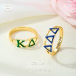 Personalised Sorority Enamel Greek Letters Ring with Engraved Text Bid Day Graduation Birthday Gift for Friends Girls丨Callie × Affinity Licensing