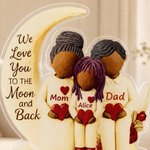 Personalized Cartoon Character Family Moon Heart Acrylic LED Night Light with Name and Wooden Base Room Decor Birthday Gift for Family Mom Dad
