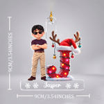 Personalised 3D-Effect Artwork Cartoon Character Photo Initial Acrylic Hanging Ornament with Name Tree Decoration Christmas Gift for Family Kids