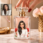 Flacon de parfum en verre rechargeable personnalisé avec photo nom et fleur de naissance - Effet aquarelle - Cadeau d'anniversaire pour femme 4