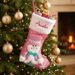 Personalized Cute Snowman Santa Claus Reindeer Embroidered Christmas Stocking with Name Home Decor Christmas Gift for Kids Family