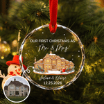 Personalized Our First Christmas Gingerbread House Photo Acrylic Glass Ornament with Name and Date Tree Decoration Christmas Gift for Family