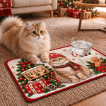 Personalized Cute Christmas Pet Portrait Pet Feeding Mat with Photo Home Decor Christmas Gift for Family Pet Owners