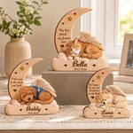 Personalized Handmade Angel Wing Pet Photo Moon Cloud Layered Wooden Decoration with Name and Year Home Decor Sympathy Gift for Pet Owners