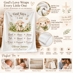 Personalised Lily Lamb Christian Blessing Quotes Soft Warm Throw Blanket with Name and Date Room Decor Baby Shower Baptism Gift for Kid Newborn