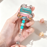 Personalised Vintage Book Floral Butterfly Retractable Badge Reel with Name Back to School Teacher Appreciation Gift for Teachers Book Lovers