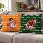 Individuell gestalteter Kissenbezug mit 3D-Effekt im Baseball- oder Fußball-Design, mit Namen und Nummer – Wohnaccessoire, Teamgeschenk oder Geburtstagsgeschenk für Sportfans