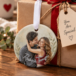 Personalized Oil Painting Style Photo Ceramic Ornament with Name Home Decor Anniversary Gift for Couple