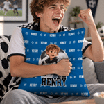 Individuell gestalteter Kissenbezug mit 3D-Effekt im Baseball- oder Fußball-Design, mit Namen und Nummer – Wohnaccessoire, Teamgeschenk oder Geburtstagsgeschenk für Sportfans
